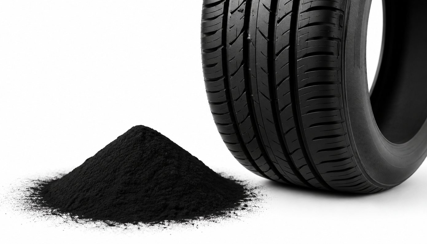 A tyre and carbon black